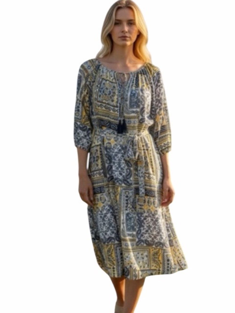 Mlle Gabrielle‎ Paisley Floral Belted Dress